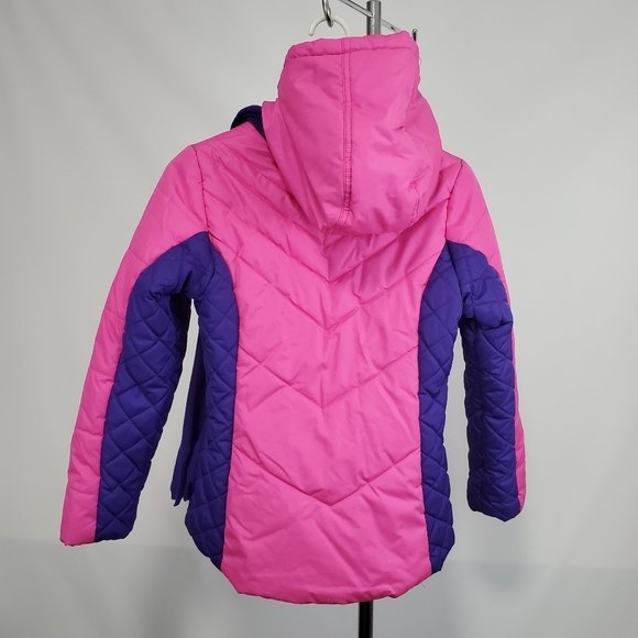 Pacific Trails Puffer hooded jacket Scarf pink Purple size M 10-12 - Picture 2 of 10
